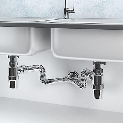 Sifão Duplo Sanfonado Extensível Censi com Copo Horizontal Cromado