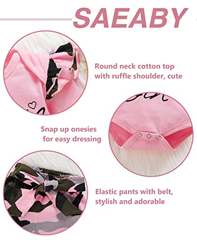 Saeaby Newborn Baby Girl Clothes Fall Infant Girl Outfits Little Girl Baby Clothes Infant Romper Camo Pants Set 9 Months Girls Baby Clothes 6-12 Months #TOP4