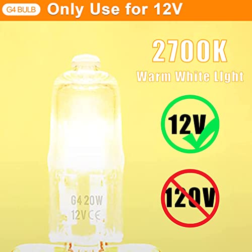 Tlxsnb Halogen G4 Light Bulbs Replacement 20 Watt 12V Jc Type T Bulb 2700K Dimmable G4 Bi-Pin For Range Hood Landscape Spotlight 12 Pack #TOP3