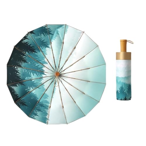 Parapluie pliable 16 os CMBSSTFC contre la pluie et le vent avec grand manche en bois