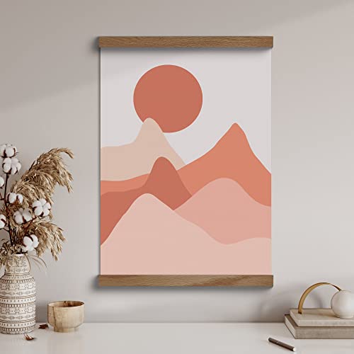 Framed Abstract Boho Wall Art - Canvas Wall Art | Terracotta Decor Desert Landscape Sunset | Mountain Wall Art Bedroom And Living Room Wall Art | Modern Magnetic Frames For Contemporary Home Decor 20"X27" #TOP1