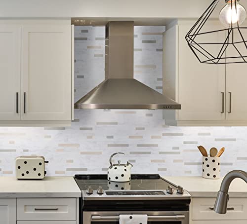 Yipscazo Peel And Stick Stone Metal Tile Backsplash, Stick On Tiles For Backsplash Kitchen, Bathroom, Laundry Room, Camper, Fireplace (12'' X 12'', 10 Sheets In Kara White Stone) #TOP1