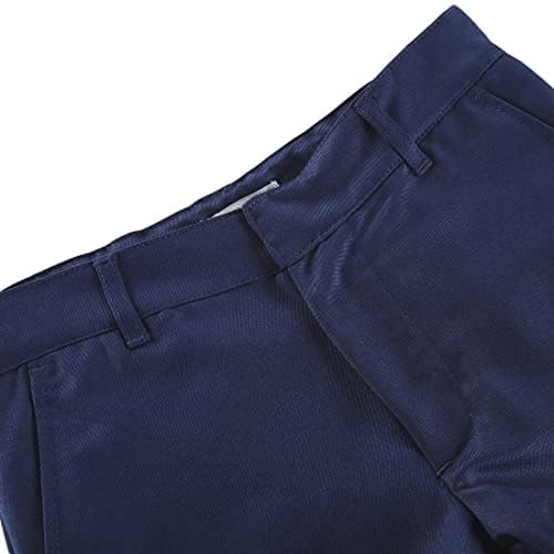 Image of Bienzoe Boys School Uniform Pants: Kids Adjustable Waist Flat Front Dress Trouser Suspender Pack