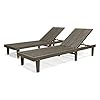 GDFStudio Outdoor Wooden Chaise Lounge Set of 2 Gray Finish