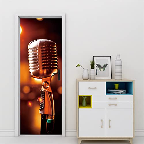 Sticker porte microphone vintage vinyle auto-adhésif poster 3D - 2