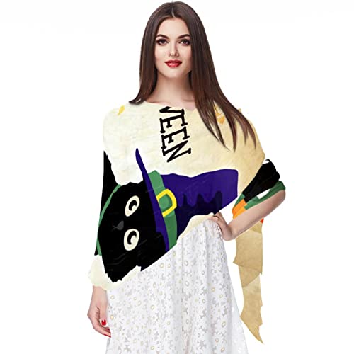 Écharpe pashmina pour femme multicolore au design artistique d'arbres effrayants