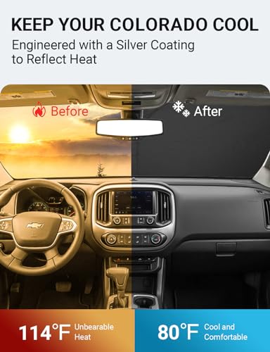 Image of Proadsy 2026 Upgrade Front Windshield Sun Shade Foldable Sunshade Protector Custom Fit 2015-2022 Colorado Pickup Truck Accessories