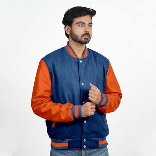Image of Men's Fashion Varsity Jacket Causal Slim Fit Wool Letterman Baseball Bomber Jackets