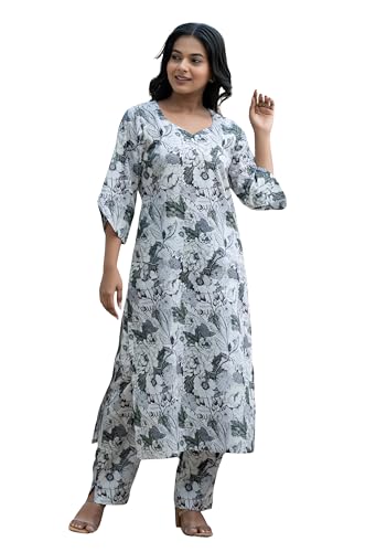 Image of Leriya Fashion Women's Rayon Kurta Sets| Co ord Set for Women Stylish | Sleeveless Printed Kurtis | Dress | Comfortable Outfit for Office Look | Daily Summer Travel & Festive Dress