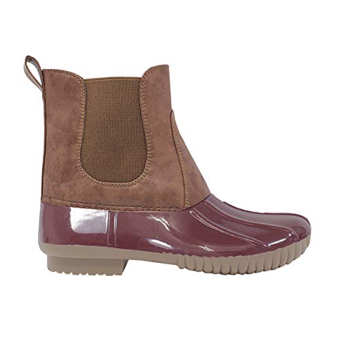 Yoki-Dylan-81 Women's Slip On Elastic Duck Rain Winter Boot, Bordeaux, 6 M Us #TOP1
