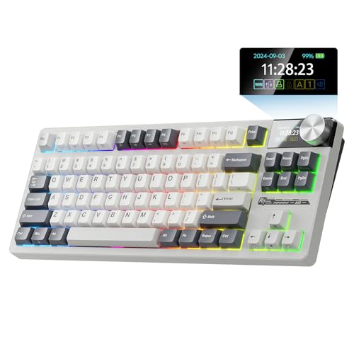 RK ROYAL KLUDGE S85 Wireless Mechanical Keyboard, TKL Keyboard with Display & Ratchet Knob, Triple-Mode Bluetooth/2.4GHz/USB-C, Custom Linear Silent Switches, 7200mAh Battery, Hot Swappable, 85 Keys by RK ROYAL KLUDGE - Used condition - US$76.66