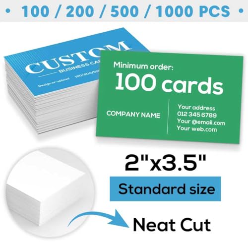 Chersinger Custom Business Cards - 300gsm Matte Paper - Upload Your Own Design - Double-Sided Printing - 3.5x2 Inch - Perfect for Small Business and Events - Thumbnail 3