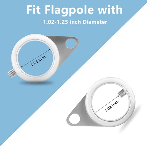 Flag Pole Rings, Aluminum Alloy Flag Pole Clips Swivels 360° Rotating Anti Wrap Mounting Ring with Carabiner, Flag Pole Kit Parts (Φ:1.25 Inch -Pack of 2(Silver)) - Thumbnail 3