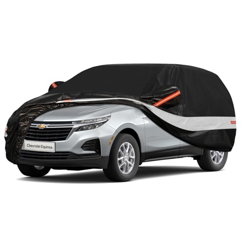 Holthly 10 Layers SUV Car Cover Custom Fit for Chevrolet Chevy Equinox (2005-2024) Waterproof All Weather for Automobiles, Outdoor Full Cover Sun UV Rain Protection with Cotton.Black