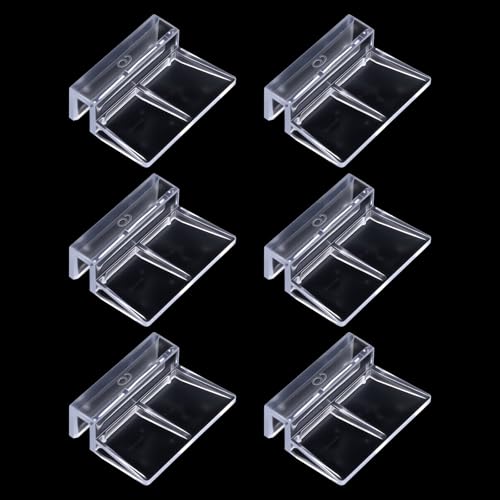 Ajcotahm 6 PCS Aquarium Lid Clips, 6mm Clear Acrylic Aquarium Lid Holder Fish Tank Cover Support Clamps for Rimless Aquariums
