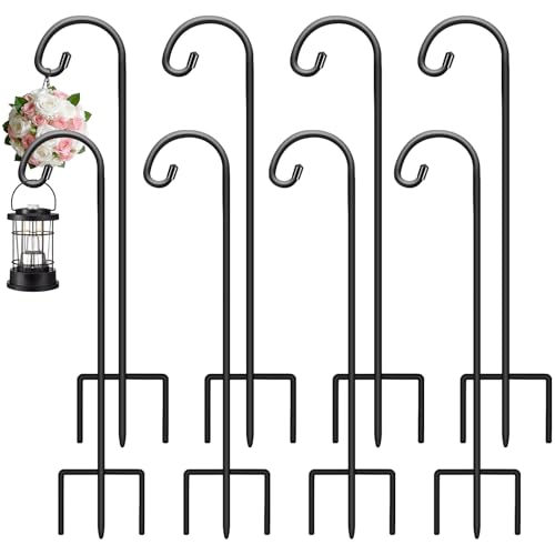 Image of Gtongoko 24 Inch Shepherd Hooks for Outdoor 8 Pack,Garden Hooks for Hanging Plants, Lanterns, Solar Lights, Mason Jars & Wedding Decor, Matte Black Decorative Shepherd's Hooks