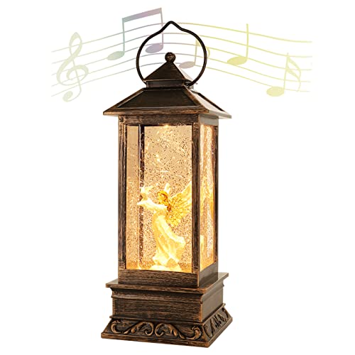 Christmas Decorations, Vintage Christmas Angel Pigeon Snowball Lights, Sparkling Led Lights with Music and Water Flow, USB/Battery Powered, Home Decor Gifts