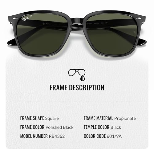 Ray-Ban RB4362 Square Shaped Sunglasses for Men & Women with Official RAYBAN Eyewear Kit3
