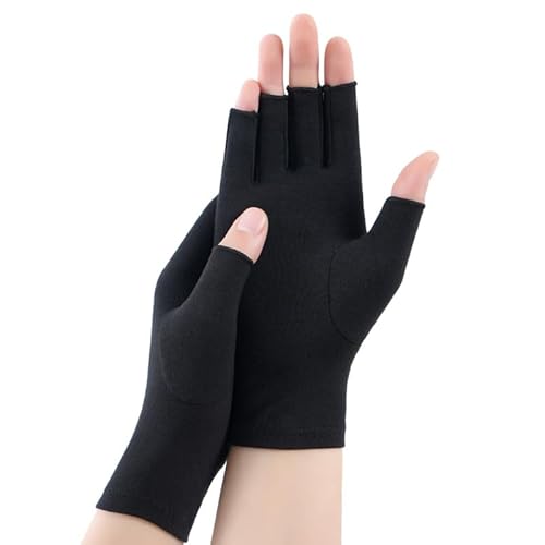 haetair Fingerless Gloves For Women Men – Breathable Soft Half Finger Glove Spandex Blend Comfortable Fit Moisture Wicking for Sport (Black, M)