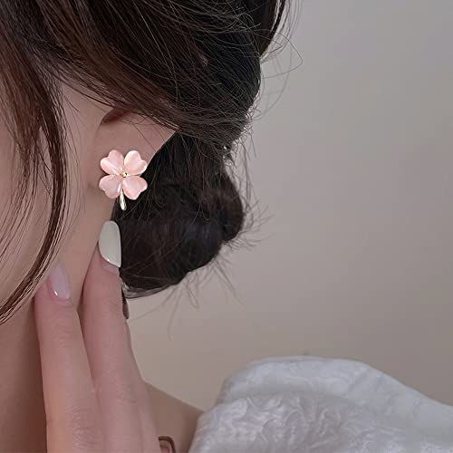 Green Cat Eye's Clover Flower Earrings for Women Girls 925 Sterling Silver Post Pin Hypoallergenic Lucky Love Heart 4 Leaf Petal Small Cute Studs Earring Dainty Gifts for Mother Sister Aunt2