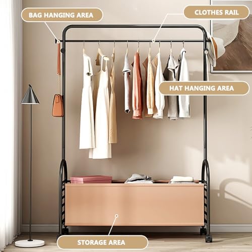Portant à vêtements robuste avec étagère meuble de rangement 60 à 100 cm