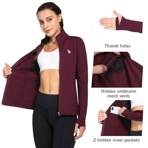 BALEAF Feminino Jaqueta de Corrida de Lã Resistente À Água com Zíper Completo Inverno Frio Equipamen