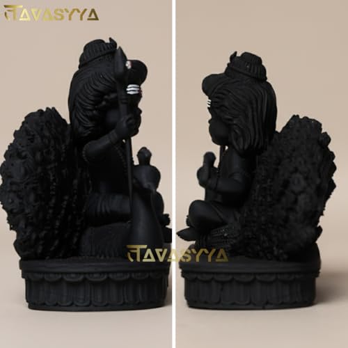 Image of Lord Murugan Idol | Bal Kartikeya /Skanda /Subrahmanya Swamy Statue with Peacock | for Mandir, Car Dashboard, Home Temple, Office Desk & Home Decor | Spiritual Gifting & Housewarming