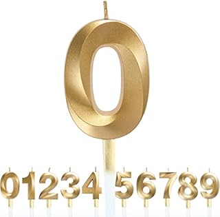 Birthday Number Candles 3D Shape Birthday Cake Candles Gold Glitter Birthday Candles Decorative Decoration for Birthday Anniversary Wedding Party Graduation Party