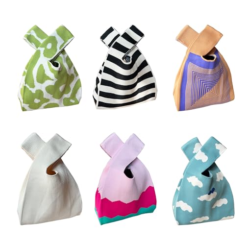 Image of Knot Bag, Mini Knit Tote Bag, Extra Thickened Japanese Knot Bag, Wristlet Handbag - 1 /2 /6 Pack
