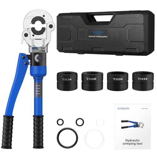 VORXEON Crimping Pliers 8 Tons Hydraulic Crimping Pliers TH Contour 4 Sets of Crimping Dies TH16 TH20 TH26 TH32 with 360° Rotating Head Pipe Crimping Pliers for Copper Pipe Composite Pipe Copper - Image 7