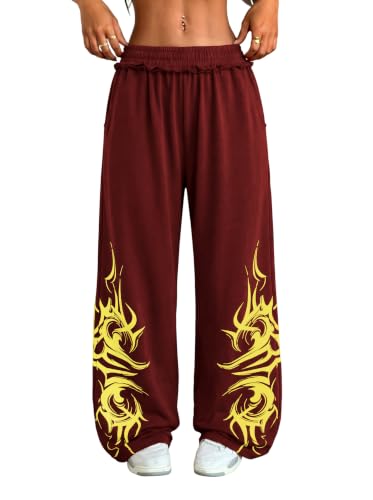 ZAFUL Womens Wide Leg Sweatpants Y2K Gothic Graffiti Sweat Pants - image 1