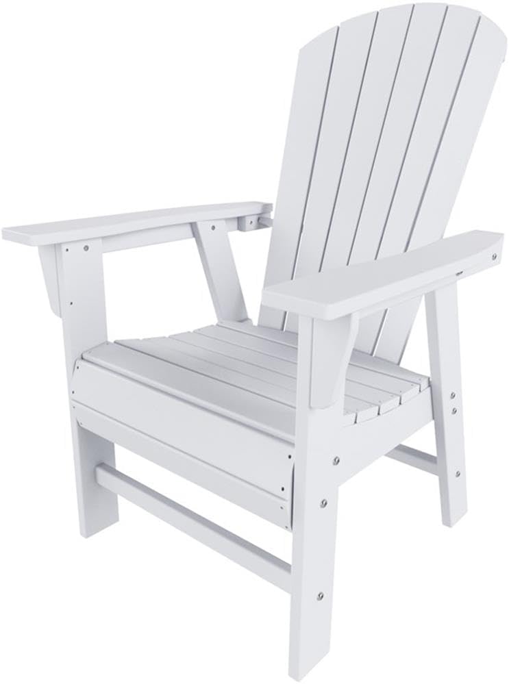 Costaelm Camping Chairs, Outdoor Patio Chair HDPE Balcony Pool Adirondack Chair, Modern Balcony Chairs, Front Porch Backyard Deck Lounge, White
