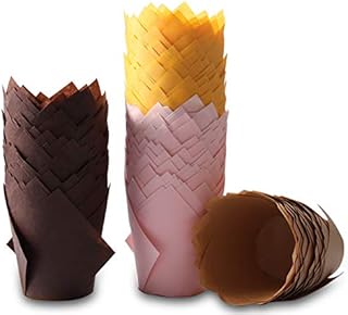 Muffin Cases, Cupcake Cases,200pcs Tulip Standard Muffin Liners Baking Cups for Baking, Brown, Pink, Yellow,Khaki