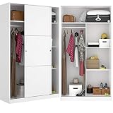 Armario Alto con dos puertas correderas en color blanco brillo ideal para cualquier tipo de dormitorio. Es perfecto para cualquier habitación y tiene una gran capacidad de almacenaje. Está fabricado en melamina de alta calidad