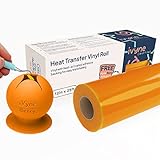 iVyne Orange Heat Transfer Vinyl - 12" x 25ft PU Iron On Vinyl for Cricut & Silhouette Cameo - HTV R