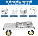 Camion-plate-forme de poids lourds, 2000 LBS Chariot à plat pliable, 43" L x 26" W x 36" H Push Cart Dolly, Camions à main avec 6" Roulettes en nylon, Large Steel Platform Dolly Carrier pour Entrepôt