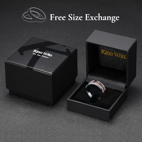 Image of King Will Nature Koa Wood Inlay Tungsten Carbide Wedding Ring 8mm Silver /Black /Gold /Green /Rose Gold /Blue Wedding Band for Men High Polished Anniversary Rings Comfort Fit Size 6-15