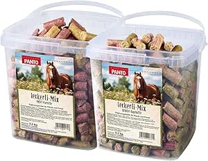 PANTO Leckerli Mix Bundle- Kräuter & Hagebutte 3, 2kg und Leckerli Apfel & Karotte 3, 2kg- leckere Belohnung für Pferde und Ponys in Pelletform, Zwei Sorten Pferdeleckerlis, Pferdefutter Ergänzung