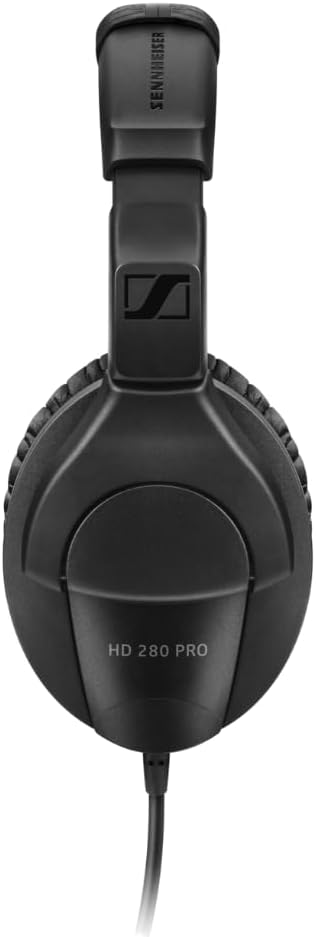 Sennheiser HD 280 PRO Over Ear Headphones Black Bundle with Pig Hog PHX14-25 1/4" Headphone Extension Cable and Instrument Polishing Cloth - Studio Monitor Headphones
