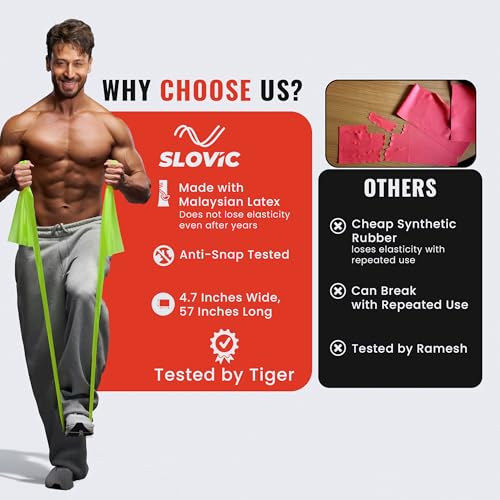 Image of Slovic Thera-Band for Exercise [Light] | Thera Band for Physio | Latex Resistance Band for Workout | Stretching Bands for Exercise Band for Cardio, Strength Training, Home Workout, Gym & Yoga | Green