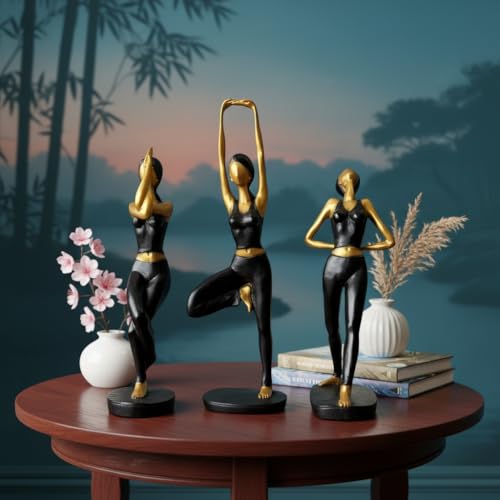 Image of Xtore Graceful Trio Yoga Sculptures for Desk, Shelf & Studio Decor