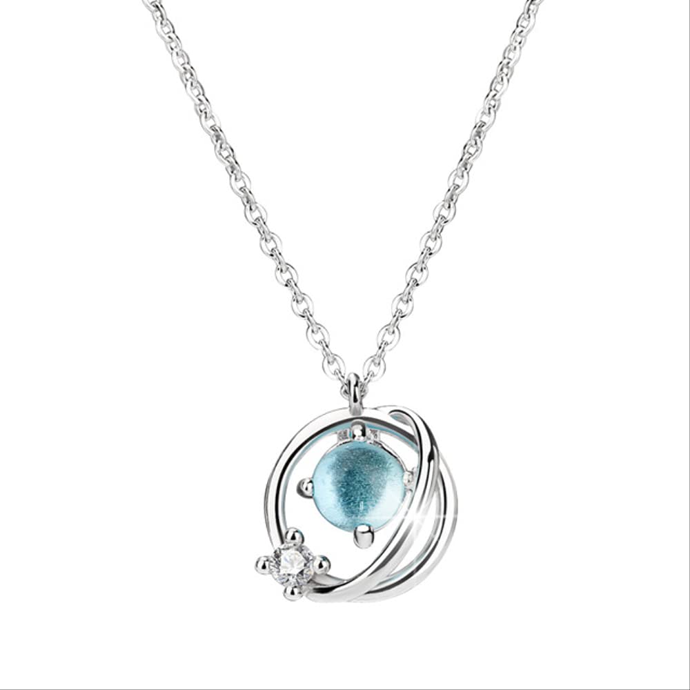 Ras du cou de mariage planète cristal bleu au design finement ciselé - 2