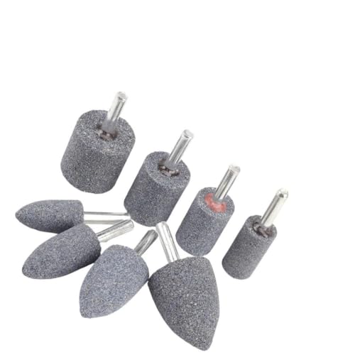 VRTYVEYBB Lot de 5 têtes de meulage avec tige hexagonale de 6 mm, cylindrique/conique, corindon marron, grain 80#, Ø 16-30 mm, pour métal, bois, céramique