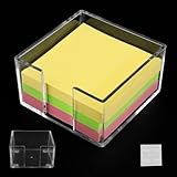Nexlynk Acryl Haftnotizhalter 8,5 x 8,5 cm Transparenter Notizblockhalter Spender mit Rutschfesten Pads für Büro Schreibtisch Schule Zuhause Notizblock Organizer Papierhalter