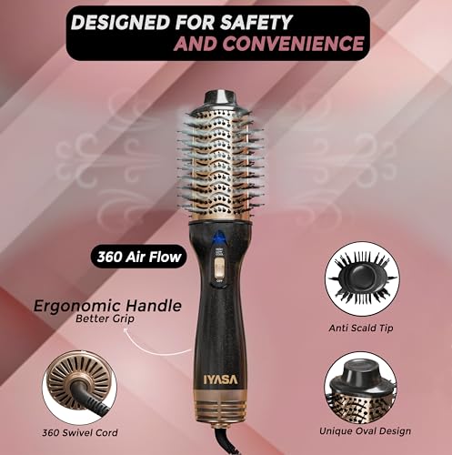 Premium 4-in-1 Oval Blow Dryer Brush, One-Step Hot Air Brush for Smooth, Hair Dryer & Volumizer, Salon Quality, Ionic Blow Dryer Styler & Straightener, Anti-Frizz, Large 3\" Barrel, 13\" Long - Thumbnail 4