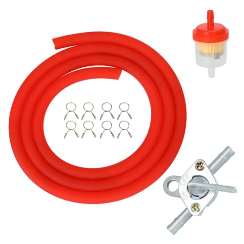 HIAORS 3/16 Gas Fuel Line and Fuel Filter Compatible with 125cc 110cc Taotao Coolster ATV Apollo GY6 CRF50 XR50 90cc 50cc Motorcycle Pit Dirt Bike Go Kart Parts with 1/4 Fuel Shut Off Valve Petcock