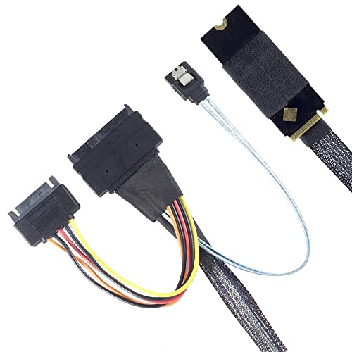 Câble M.2 SFF-8643 vers U.2 SAS SFF-8639 adaptateur de serveur avec SATA 15P 7P noir de 1 mètre