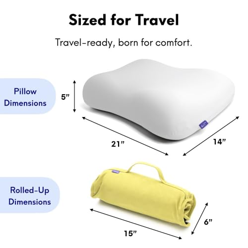 Image of Cushion Lab Travel Deep Sleep Pillow - Compact Memory Foam Neck Pillow for Sleeping, Portable Pillow for Hotels, Camping, Side & Back Sleepers, On-the-Go - Spark
