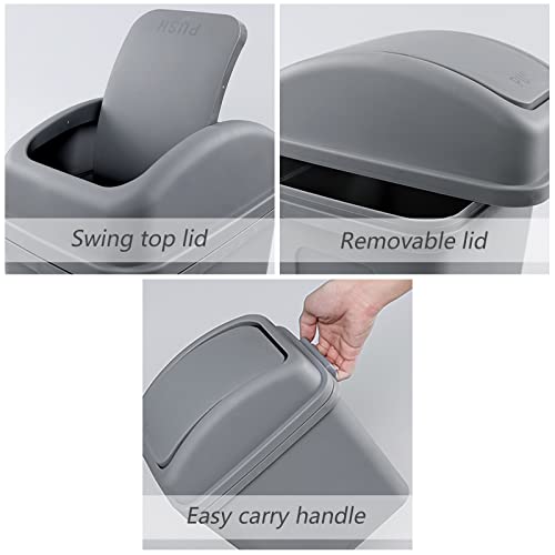 Image of Cand 4 Pack 7 Liter Swing Top Trash Can, 1.8 Gallon Plastic Garbage Can, Gray Dustbin