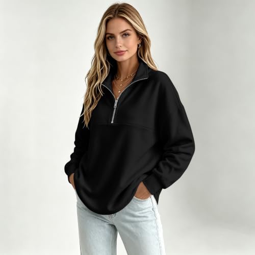Gumipy Quarter Zip Pullover Women Hooded Sweatshirt Cute Fall Sweatshirts - image 4